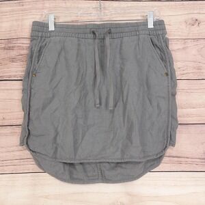 Gap Skirt Womens S Gray Straight Short Linen Elastic Waist Drawstring Casual‎
